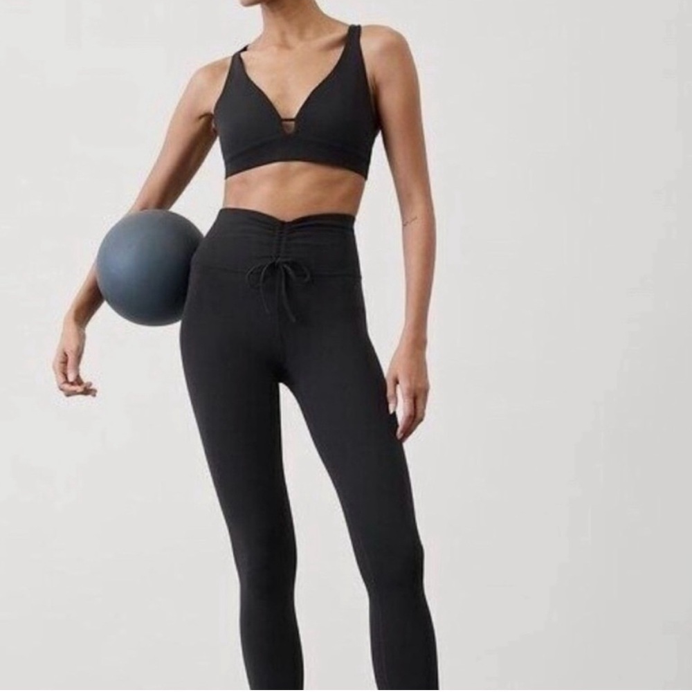 Athleta Black High Waist Tie Leggings